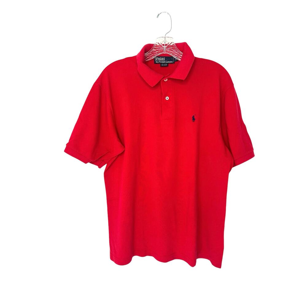 Polo by Ralph Lauren Men's Red Collared Half Button Short‎ Sleeve Polo Shirt  XL